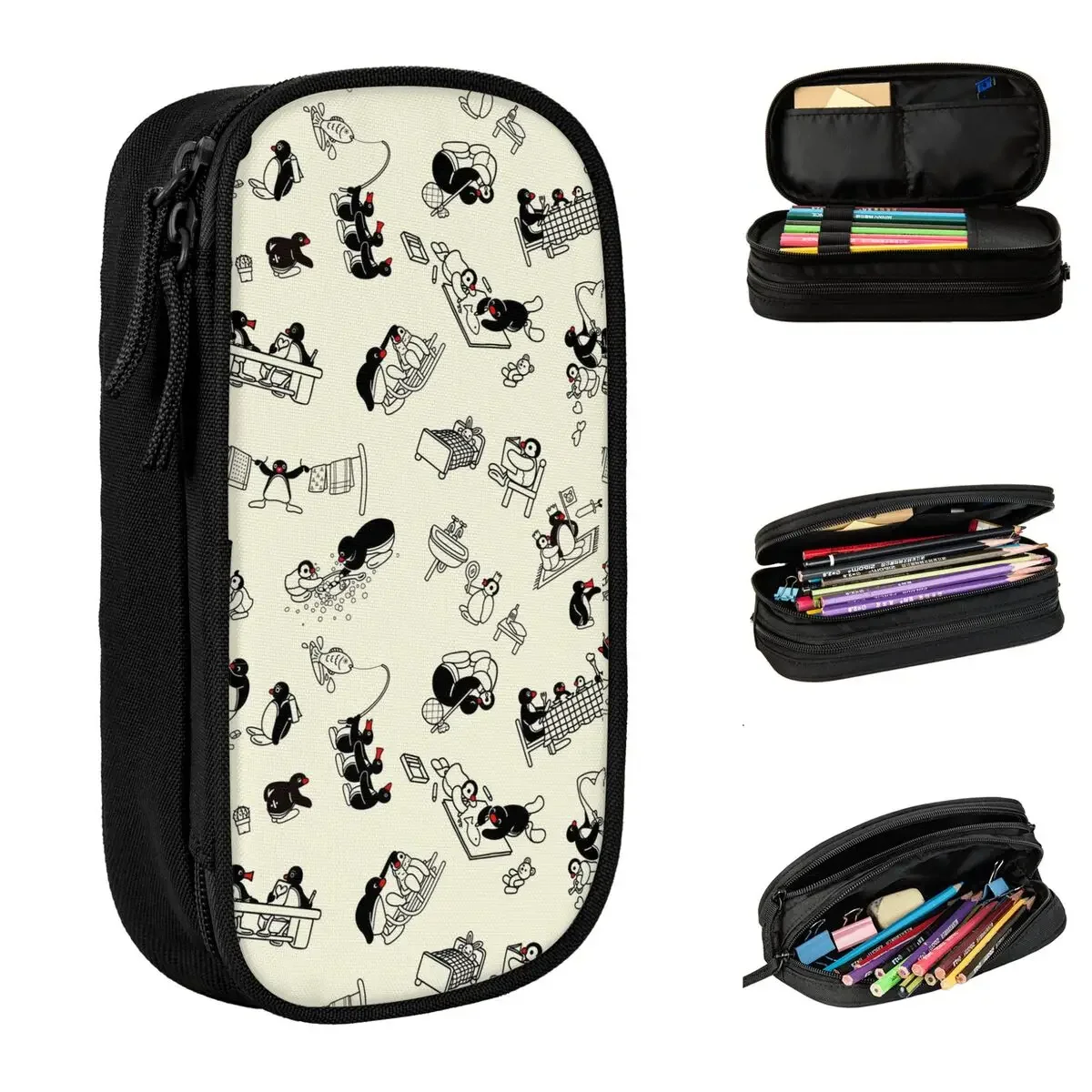 Classic Noot Pingu Pencil Cases Penguin Cartoon Pencil Box Pen Holder for Student Large Storage Bags Office Gifts Stationery