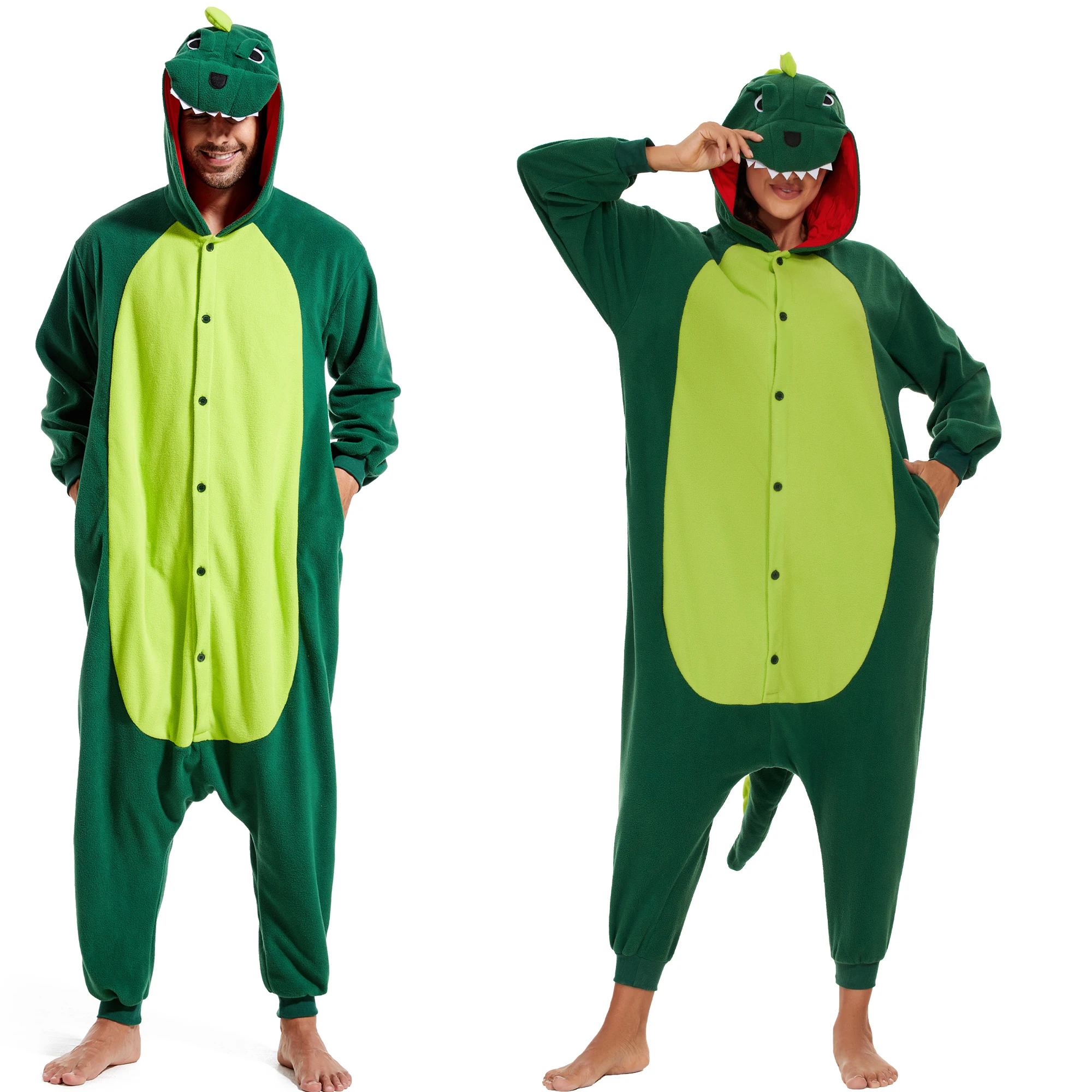 

CANASOUR Dinosaur One-Piece Pajama Adults Men and Women Onesie Soft Hooded Sleepwear Halloween Cosplay Costumes Jumpsuit Pyjamas