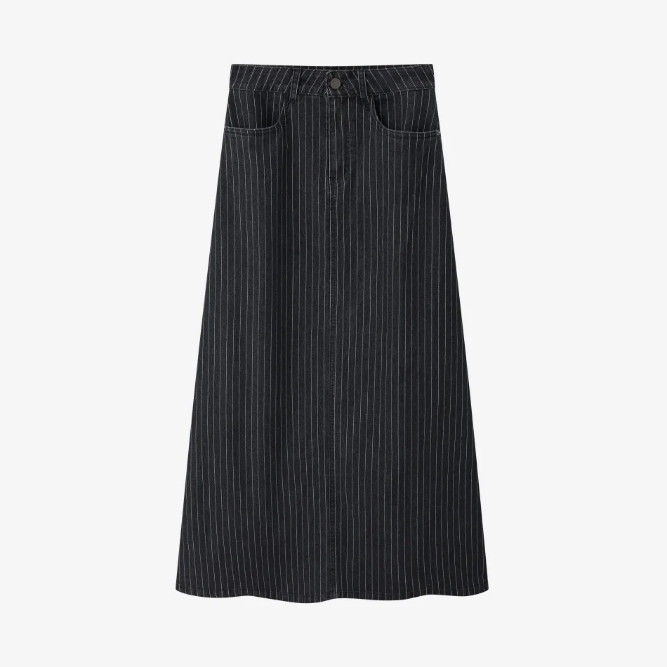 AS AW26 Black pinstripe denim skirt with stretch fashion woman clothes lady wear 9 Sb2fbd8c760dd4899aaacedf17710dd26y