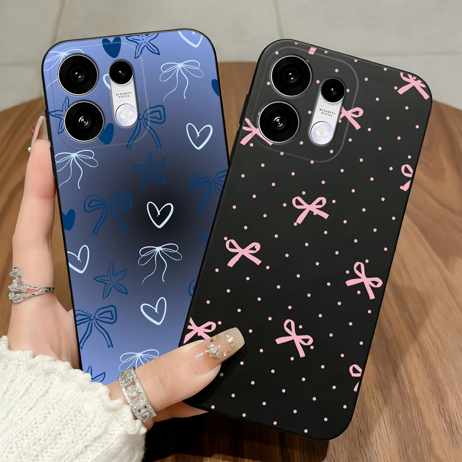 Funda Protectora Delgada de Silicona Mate con Lazo de Puntos Dulces para Oppo Reno 16 Pro 16F FS, Anti-Caída para Oppo Reno16 Pro 5G