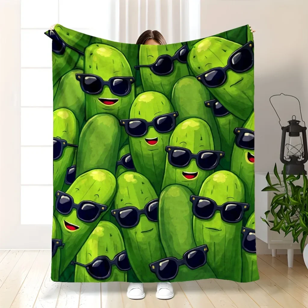 versatile blanket in the shape of glasses with a cucumber pattern, suitable for all seasons and applicable to office designs
