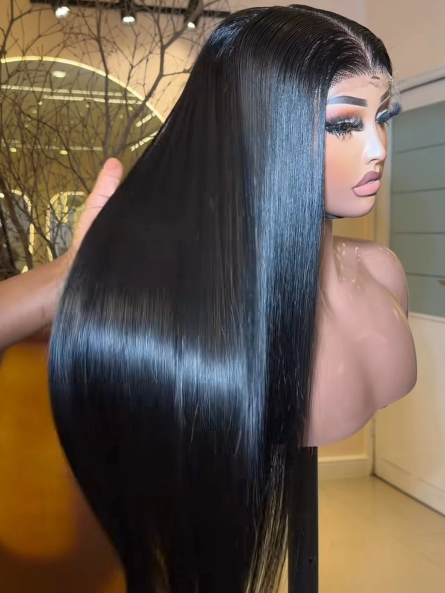 

Silky Straight 13X4X1 HD Full Lace Frontal Part Wig For Mother Gifts Preplucked With Baby Hair Daily Party Bleach Knots Free Wig