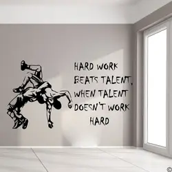 Large Wrestling Hard Work Inspirational Quote Wall Sticker Bedroom Wrestling Motivational Wall Decal Living Room Vinyl 3333