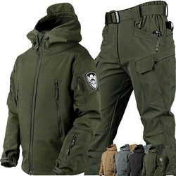 2023Winter Outdoor Warmth and Waterproof Special Forces Training Plus Thickened Velvet Soft Shell Jacket Tactical Set Gift Belt