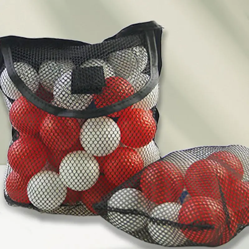 Golf Ball Storage Bag Multipurpose Nylon Mesh Bag Space Saving Pouch For Tennis Balls Black Net Bag For Driving Range Training