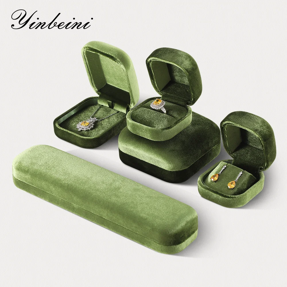 

Коробка для свадебных колец Yinbeini, бархатная шкатулка для украшений, коллекционная коробка для браслетов, ожерелий, подвесок, органайзер для хранения и демонстрации ювелирных изделий H033