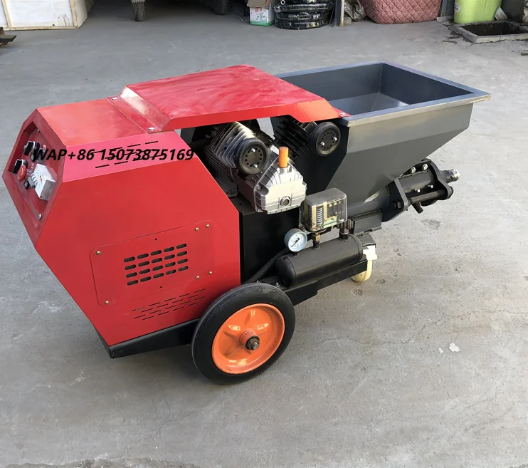 Electric 4KW  Cement Plaster Spraying Machine 220V Sand Cement Sprayer with 10m Tube
