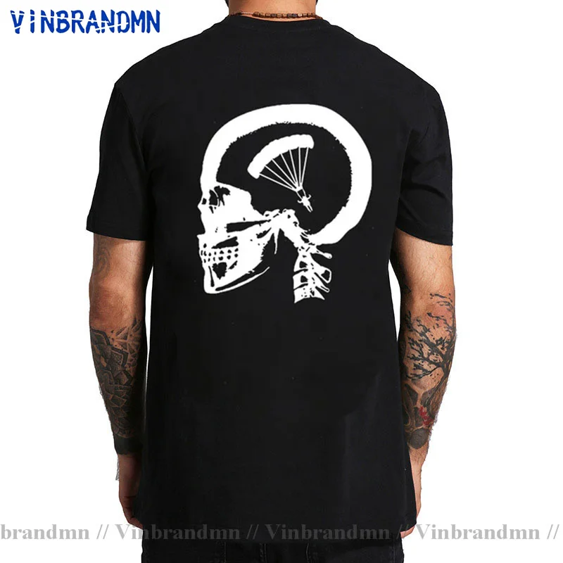 Unique Skull Design Skydiving In My Brain T-shirt Short Sleeved Cotton T Shirt Tops Tees O Neck Crazy Big Tall Plus Size 5XL 6XL