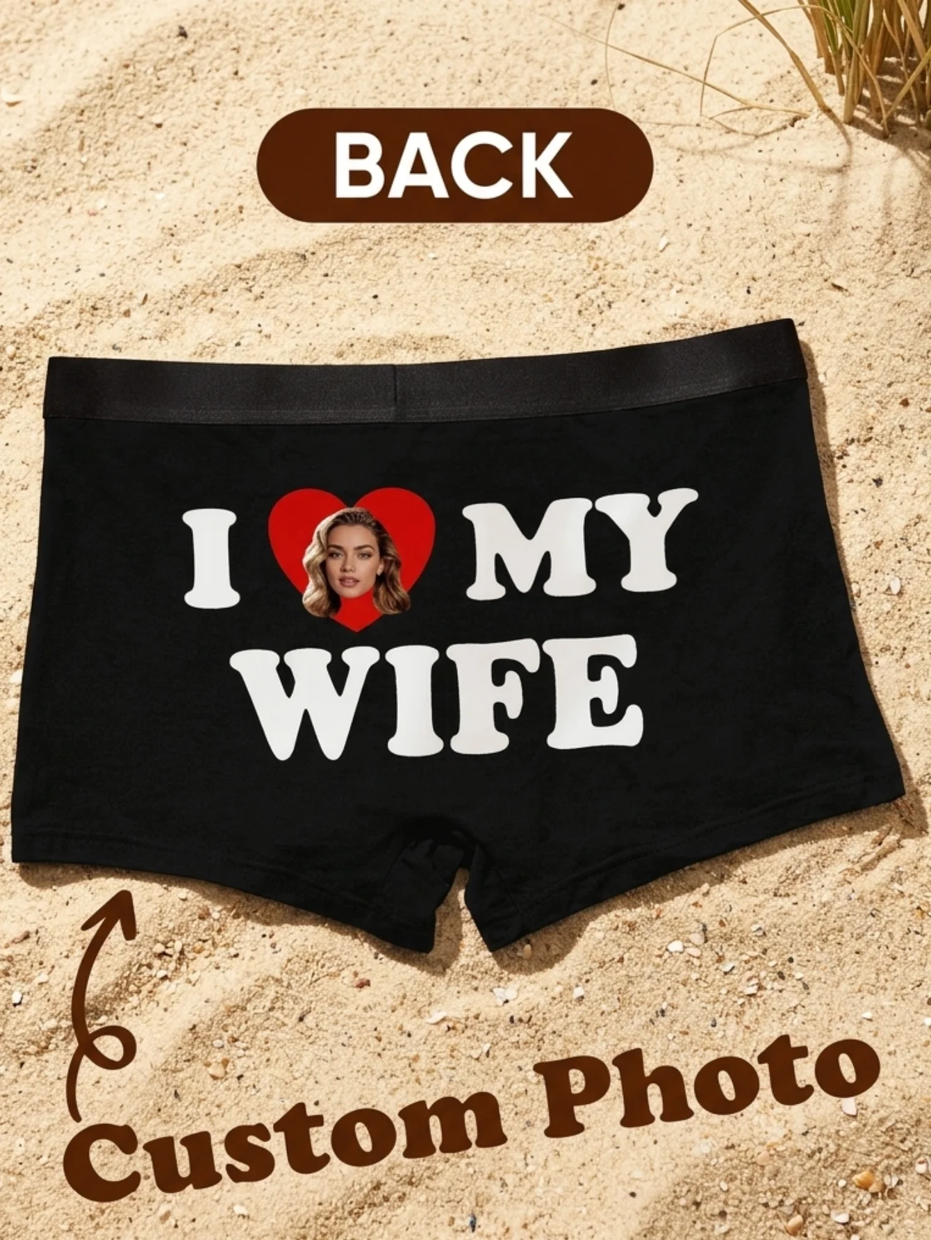 Custom Photo Boxers for Men Personalized Cotton Boxer Briefs with Picture on Back Gift for Husband Boyfriend Birthday Valentine view 5