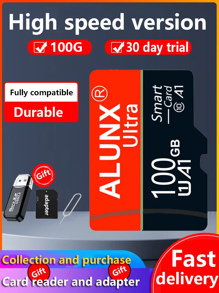 Alunx Micro TF SD CARD 100GB 128G Card512ความจำ1 2T การ์ดแฟลชคลาส10 64GB รองรับโทรศัพท์มือถือ UAV เครื่องอ่านการ์ด