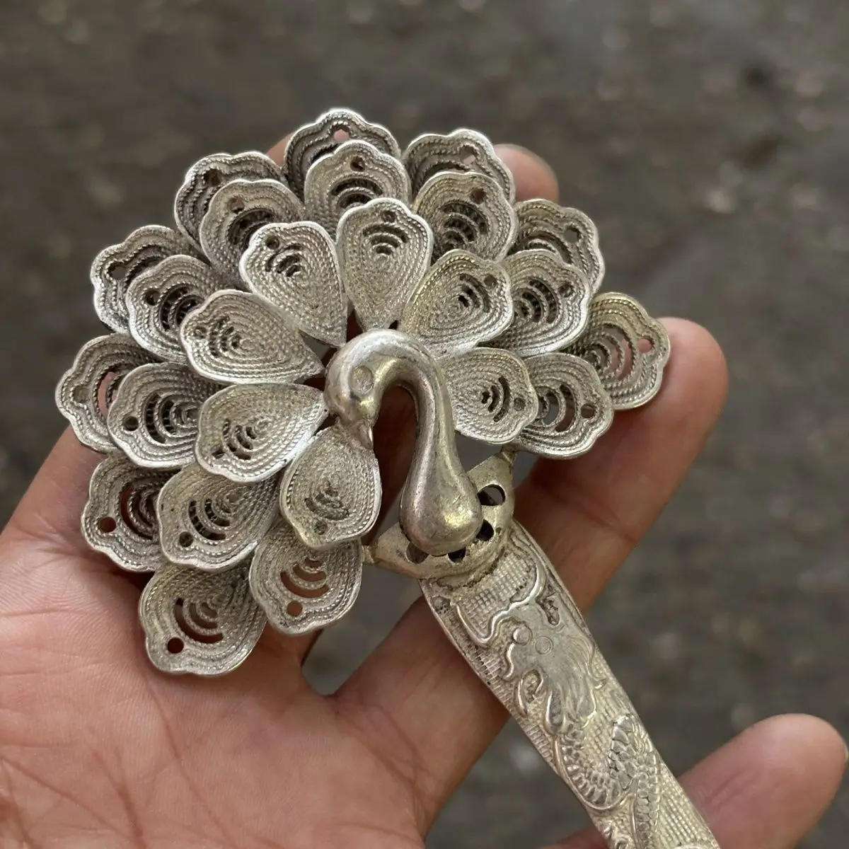 Antique Miscellaneous Imitation Tibetan Silver Peacock Hairpin Ancient Hairpin Silver Plated Ancient Headwear Hair Accessories