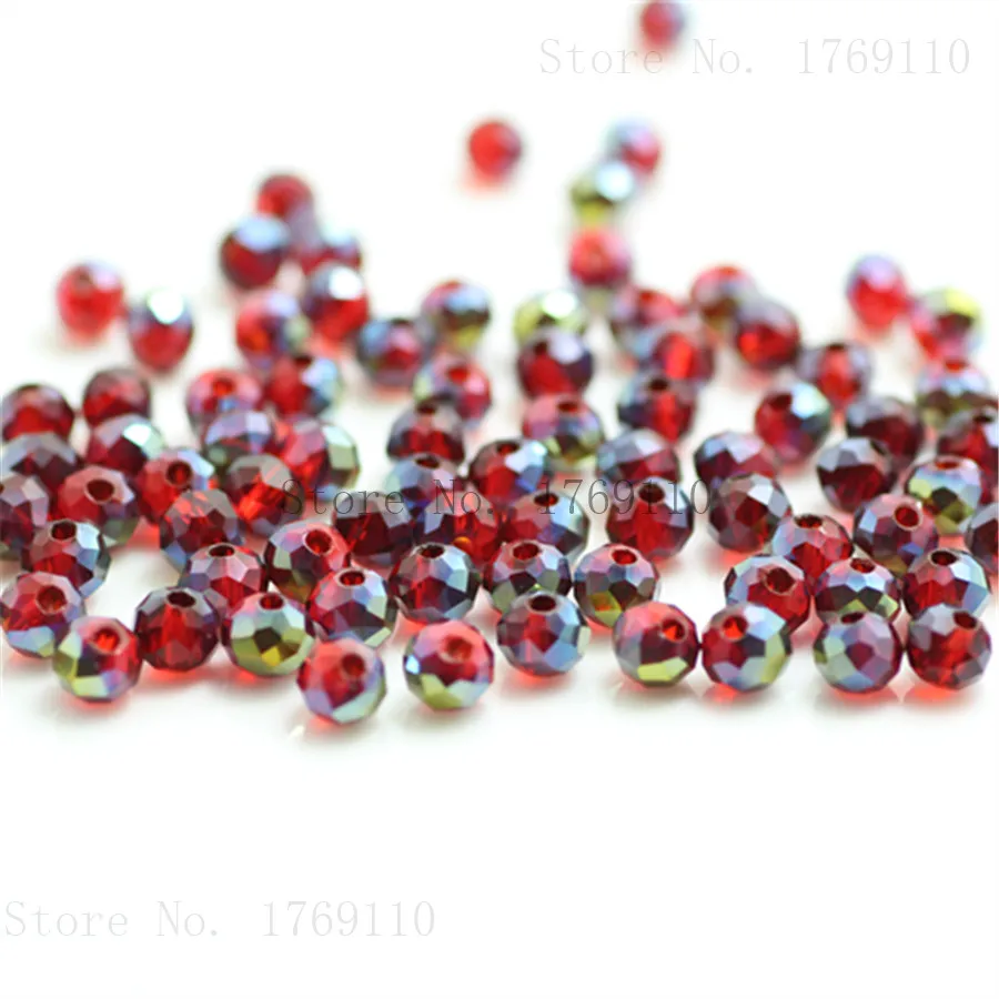 Isywaka Deep Green AB Color 3*4mm 125pcs Rondelle Austria faceted Crystal Glass Beads Loose Spacer Round Bead for Jewelry Making