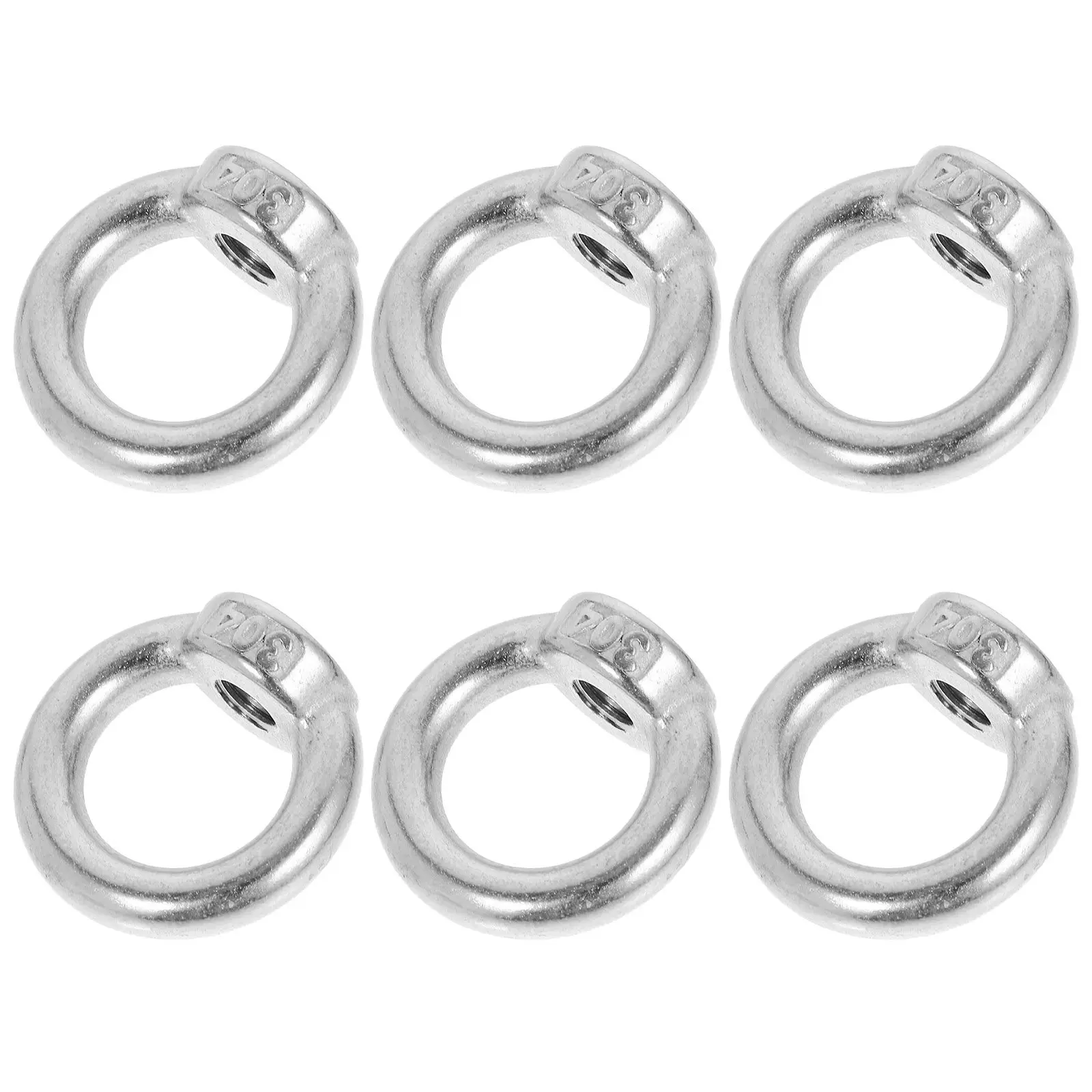 6Pcs Stainless Steel Eye Bolt Nut Heavy Duty Tie Down Rings M8 Threaded Fastener Marine Kayak Accessories Eye Bolt
