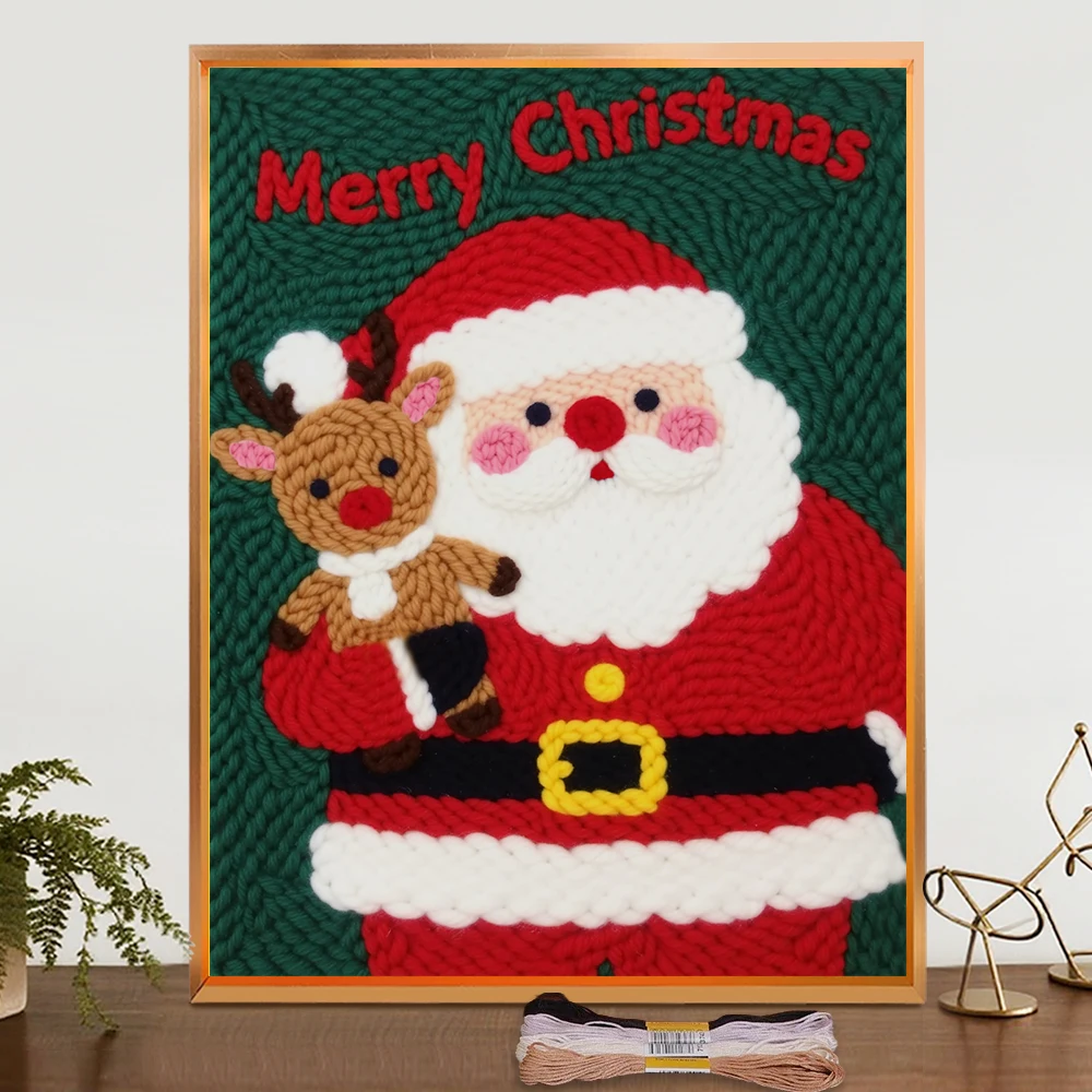 

Punch Needle Embroidery Kit Cotton Thread Needle DIY Hand‑Made Knitting Cross-Stitch DIY Punch Needles Kits Christmas Gift