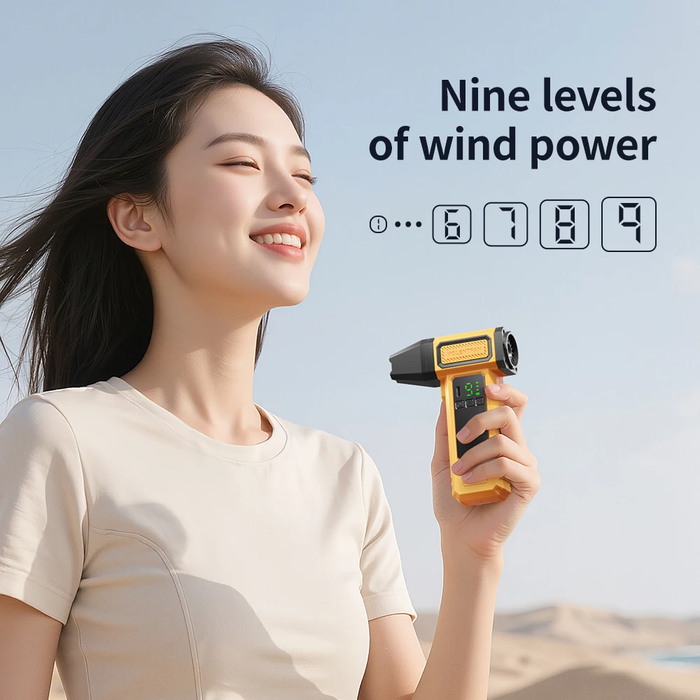 

450000RPM Powerful Electric Air Duster With LED Light Brushless Jet Fan Air Blower Digital Display Screen 8000mAh Turbo Fan Jet