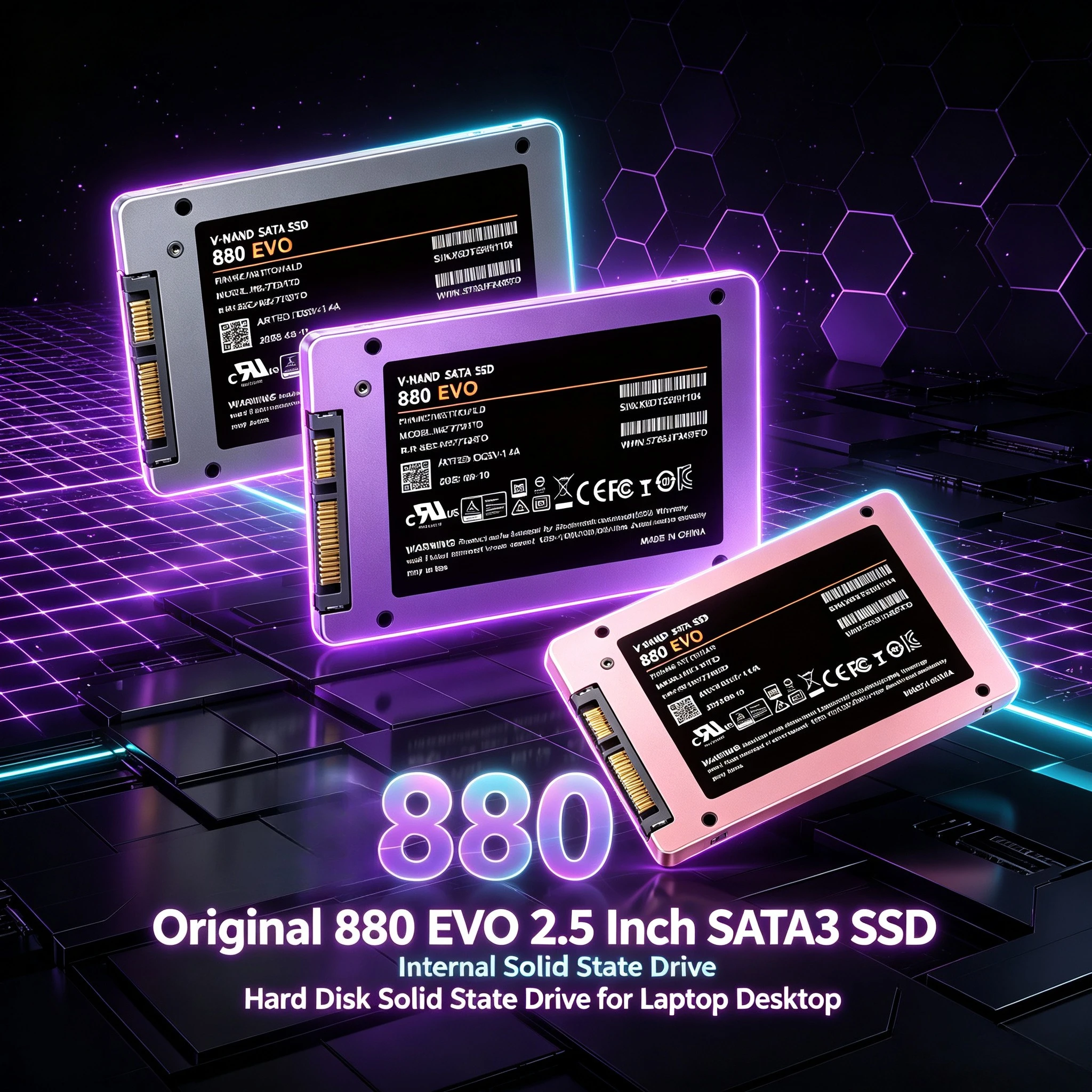 Original 880 EVO 2.5 Inch SATA3 SSD Internal Solid State Drive 500GB 1TB 2TB 4TB Hard Disk Solid State Drive for Laptop Desktop