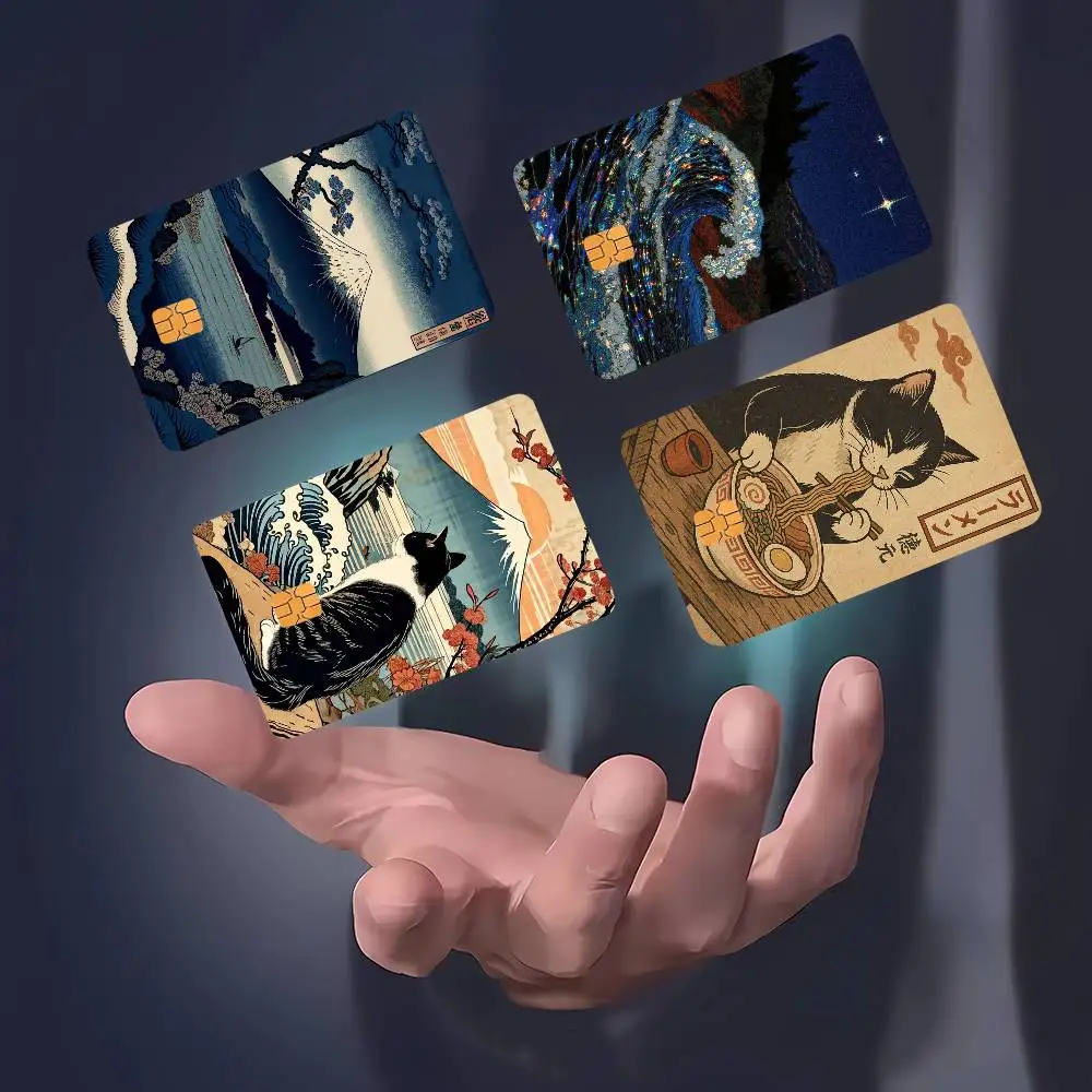 Fashion  U-ukiyo-es  Decorative Waterproof Film Skin Cover Credit Card Stickers Debit Front  Bank Bus Pass