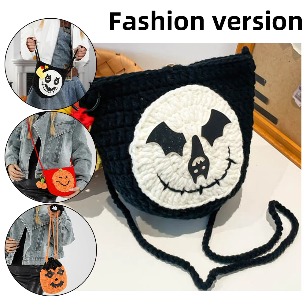 

Holloween Crochet Shoulder Bag Cartoon for Women Crossbody Bag Novelty Messenger Bag Funny Satchel Purse for Shopping Travel