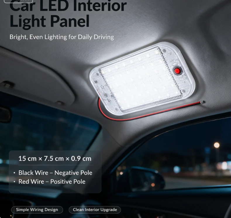 High Brightness 12-80V Car Interior LED Light Bar White Tube with Switch for Lorry Van RV Daily Use
