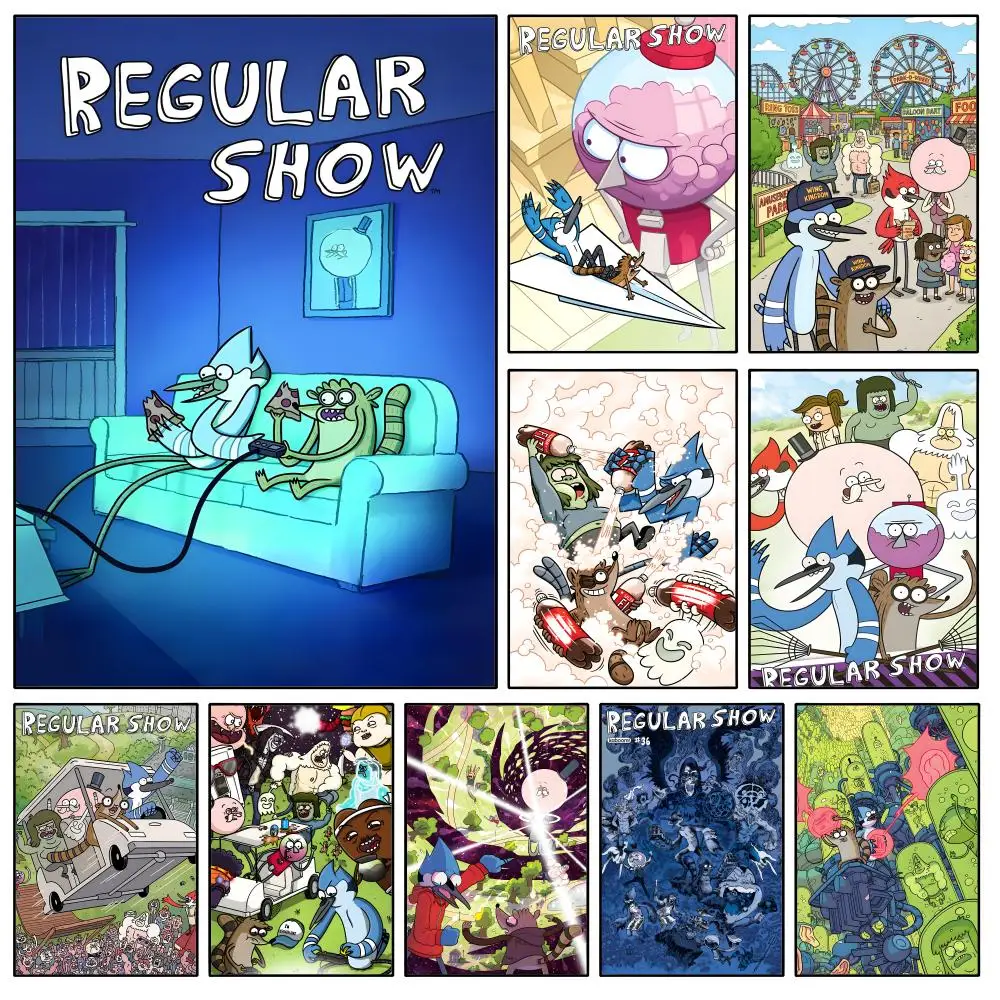 Cartoon Regular Show Mordecai Rigby Poster Waterproof HD Modern Peel And Stick Wall Decor Bedroom Living Room Dorm Office