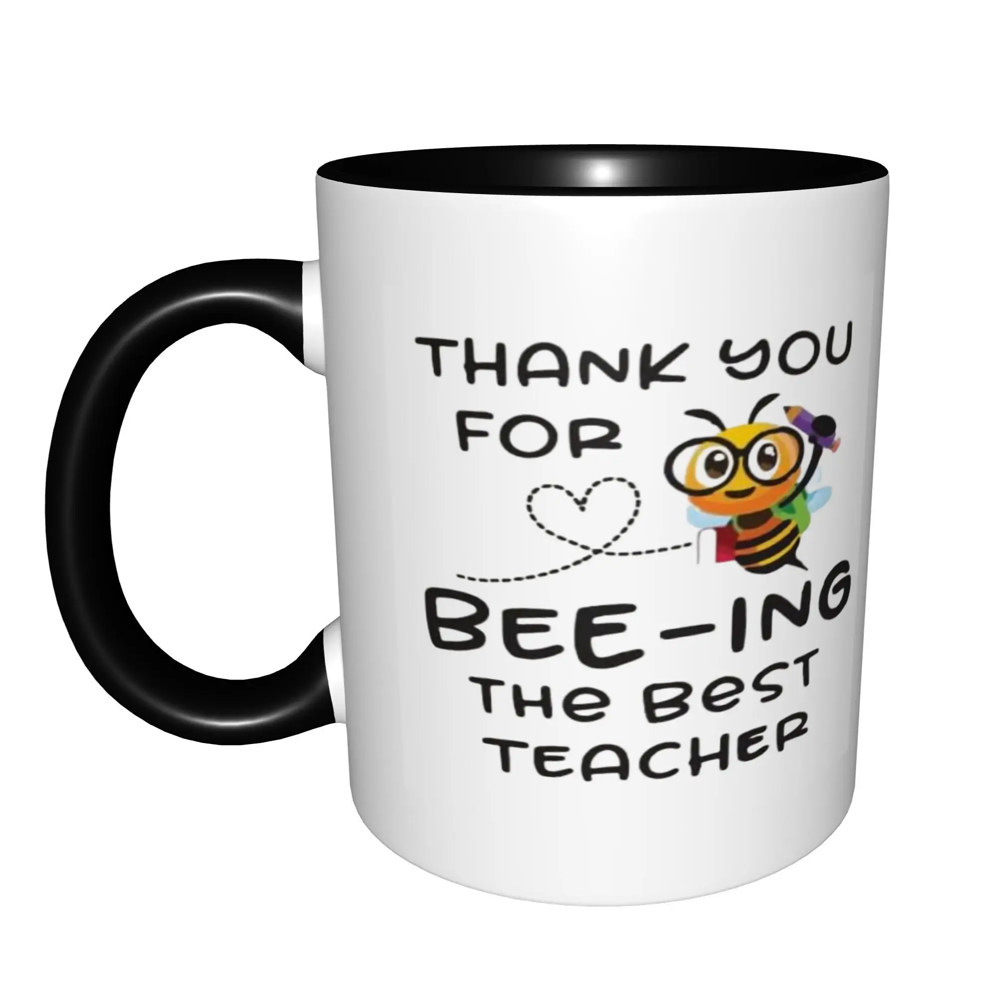 Thank You For Bee-ing The Best Teacher Day Mugs With Black Handle Birthday Coffee Mugs Ceramic Tea Cups 11oz