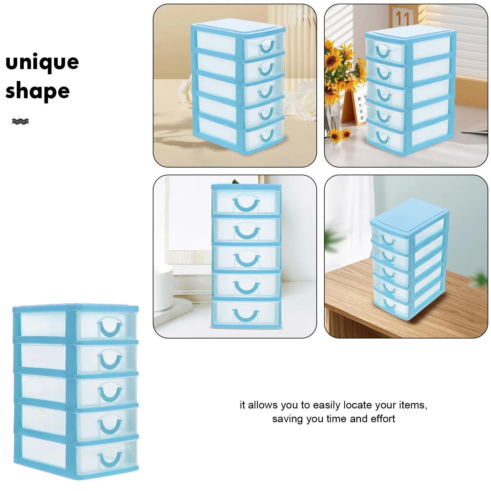 5 Layers Clear Desk Organizer Drawer Style Versatile Desktop Storage for Office Cosmetics Jewelry Mini Plastic Drawer Organizer