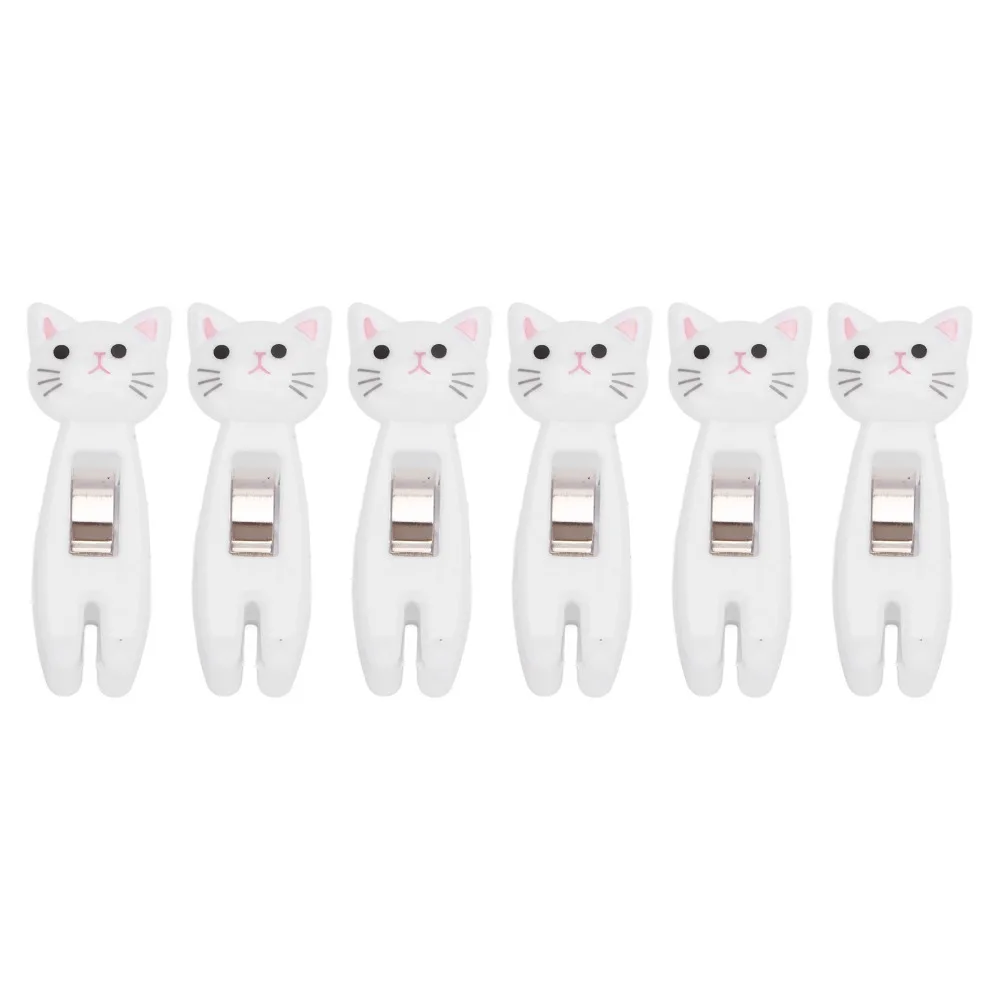 6Pcs Plastic Cute Windproof Clips Cartoon Shape Small Size Sealing Clips Multi Color Lightweight Hand Account Clips