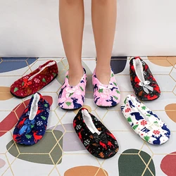 Winter Anti-Slip House Shoes with Fleece and Reinforced Heel for Christmas Indoor Warmth Floor Shoes