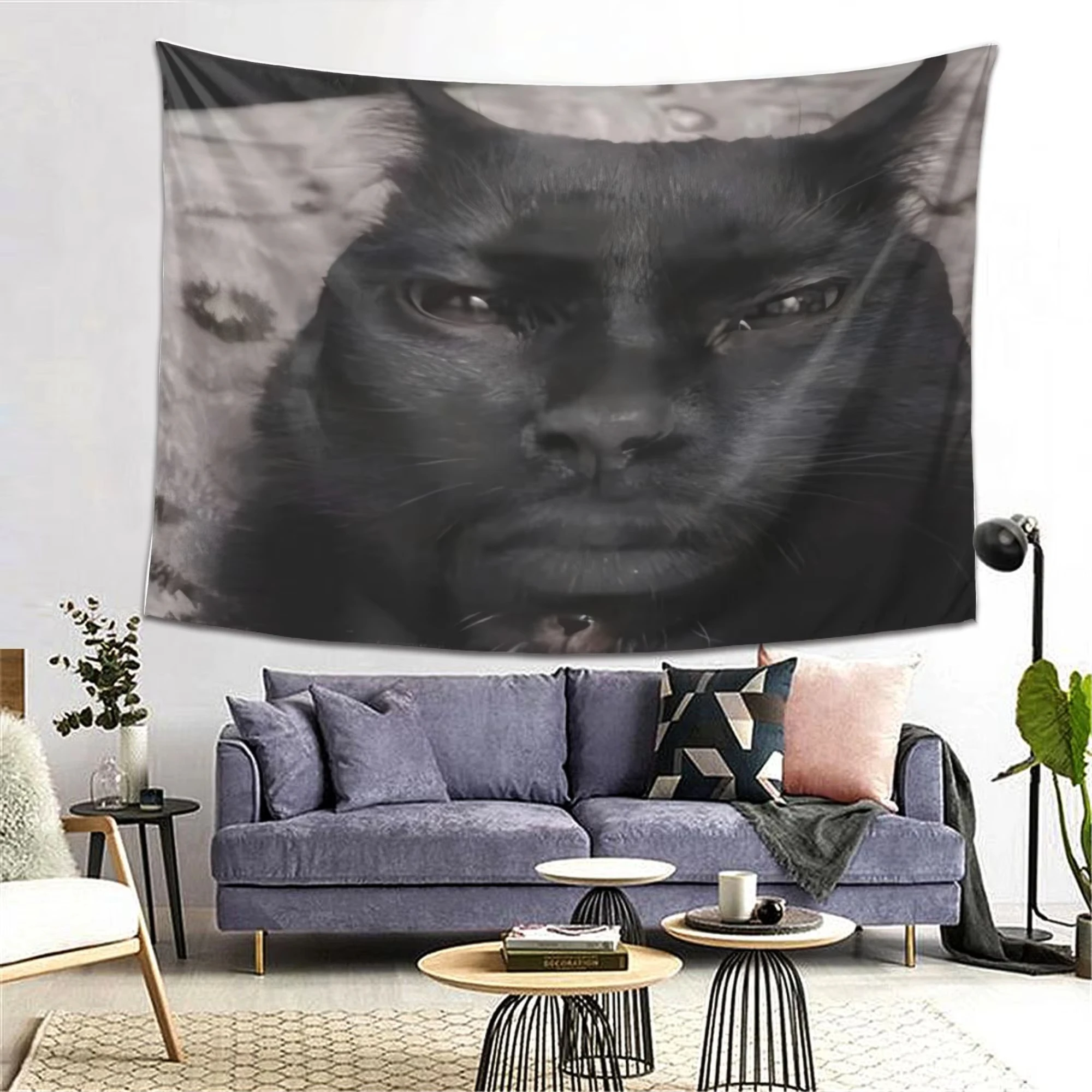 Fantasy Cat Face Tapestry Bohemian Style Living Room Artist Studio Coffee Shop Decor Wall Hanging Art