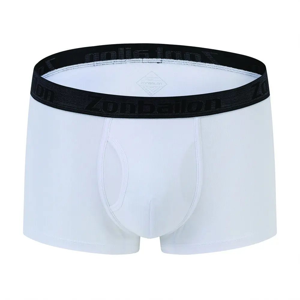 Zonbailon Mens Bamboo Trunks Short Boxer Briefs Open Fly Big Pouch Comfortable Underwear