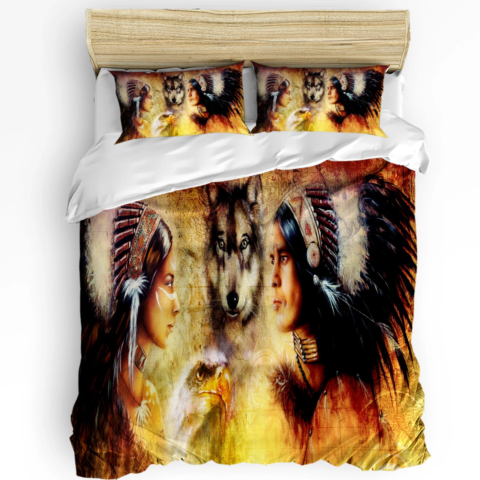 

Indian Animal Wolf Printed Comfort Duvet Cover Pillow Case Home Textile Quilt Cover Boy Kid Teen Girl Luxury 3pcs Bedding Set