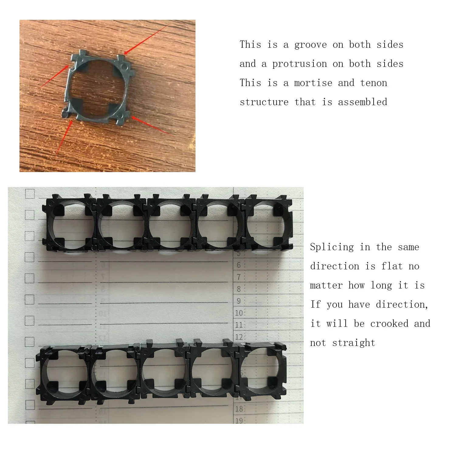 100Pcs 18650 Lithium Battery Holder, Plastic Battery Pack Bracket Cylindrical Cell Battery Stand Cell Spacer for DIY Fixed Batte