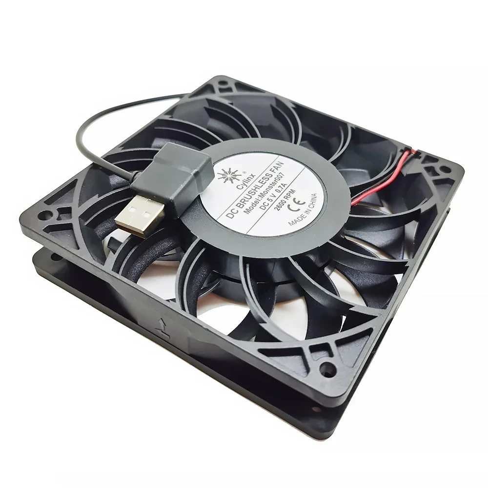 

+New 12cm For Strong Cooling Air Router Cooling Fan DIY PC Cooler TV Box high-speed DC 5V USB power 120mm fan 120x25mm