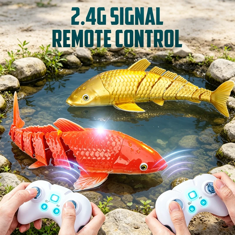 

RC Boat 2.4G Simulation Remote Control Goldfish Speedboat Swimming Water Animals Robot Outdoor Beach Toys for Kids Boys Gifts