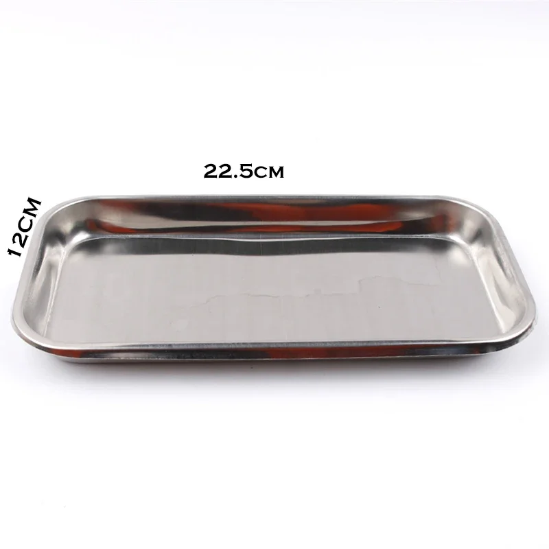 5pcs Dental Medical Tray Stainless Steel Square Plate Lab Tray Surgical Instrument Bathroom Organizer 22.5*12*2cm