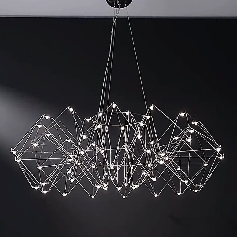 

Modern Starry Sky Chandelier Creative Magic Cube Firefly LED Pendant Lamp Stainless Steel for Restaurant Villa Dining Room Decor
