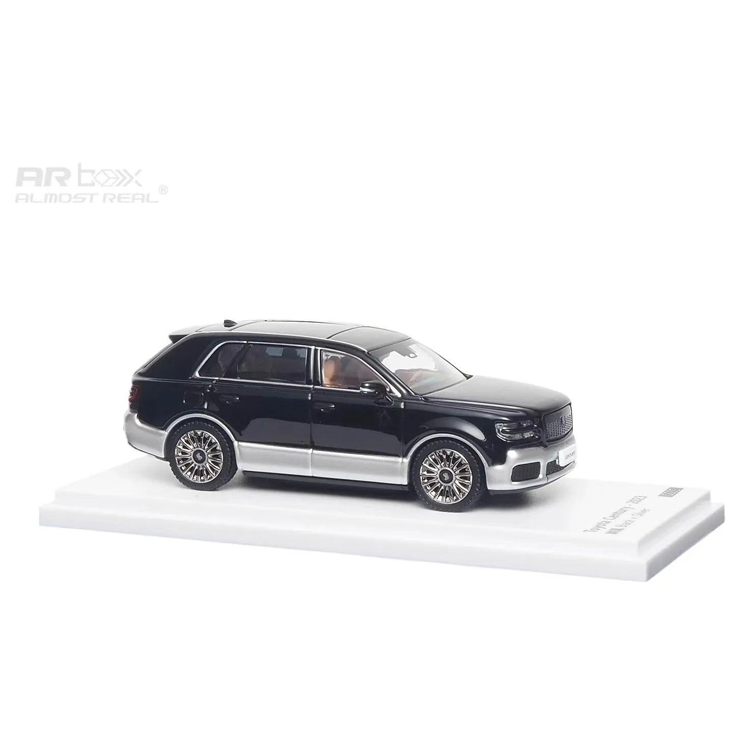 โมเดลรถ SUV อัลลอยด์ Almost Real AR Box 1/64 รุ่นจำลองปี 2023 โตโยต้า เซ็นจูรี่ ลินเฟิง สีดำ-เงิน ของตกแต่งห้อง ของขวัญ