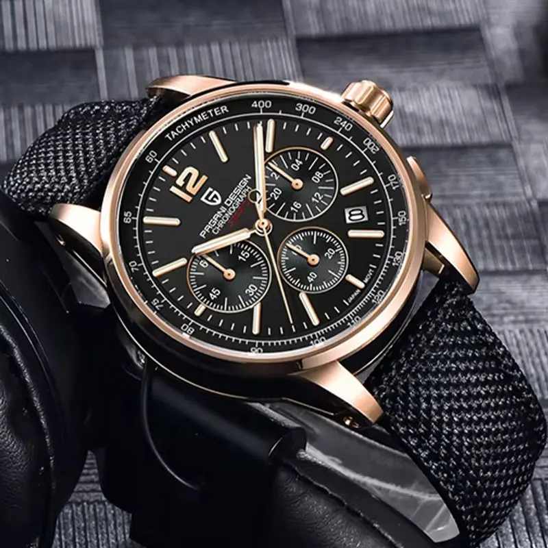 PAGANI DESIGN Luxury Chronograph 41mm Men Watch Top Brand VK63 Quartz Wristwatch Sapphire Glass Stainless Steel Waterproof Clock