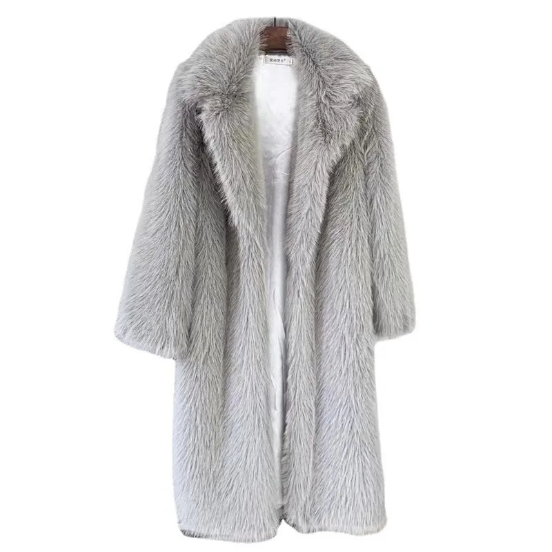 

Women's dress Winter sweater casaco inverno Long Toka suit collar coat coat artificial fur imitation fur coat