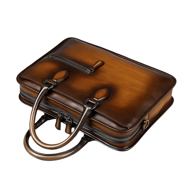DIMY borse per Laptop fatte a mano slip da uomo custodia da lavoro in vera pelle di mucca Totes borsa a tracolla con cerniera stile moda per uomo