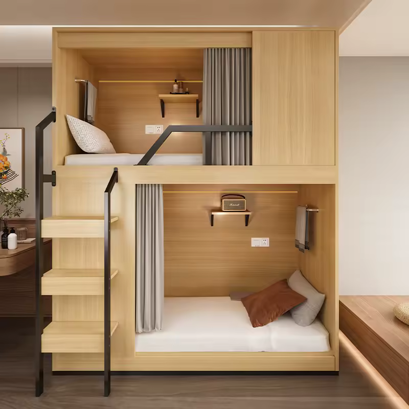 Upper and lower bunk beds Youth hostel Upper and lower bunk staff bed Apartment bed School dormitory High and low bed Space caps