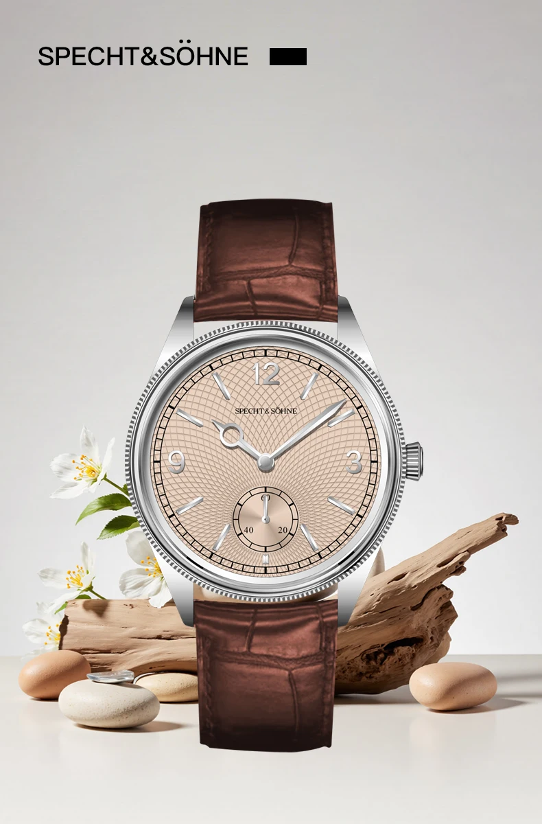 ساعة Specht & Söhne الجديدة باللون الأزرق الجليدي 1908 للرجال كرونوغراف ساعة يد ميكانيكية أوتوماتيكية بحزام من الجلد الطبيعي ساعات عتيقة #6