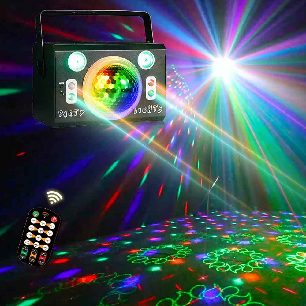 

DJ Party Disco Lights Remote Control LED Magic Ball Light RG Laser Light Projector LED Backlight for Wedding Nightclub Shows