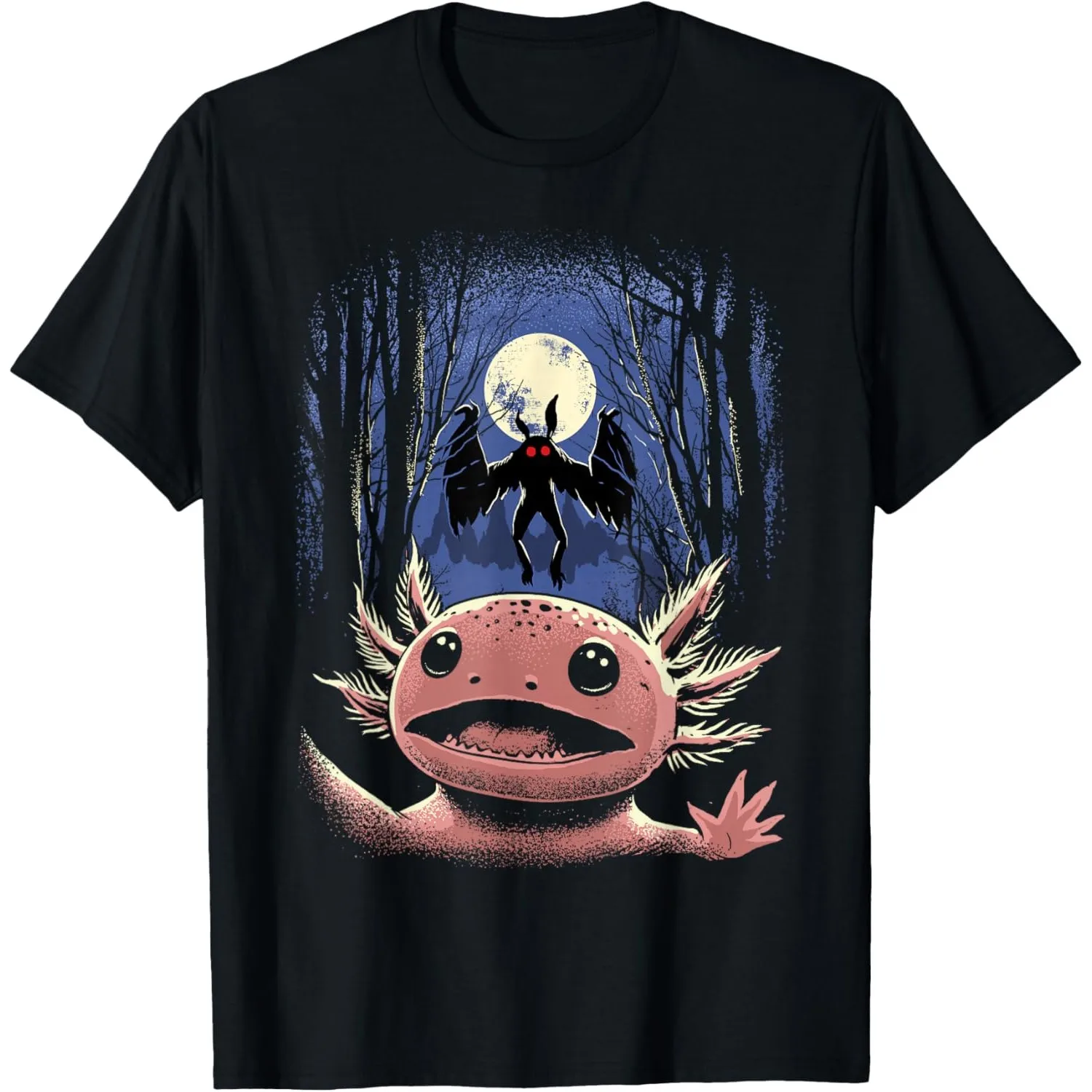 

Axolotl Mothman Cryptid Selfie Scary Creature Graphic Men's Cotton Tee