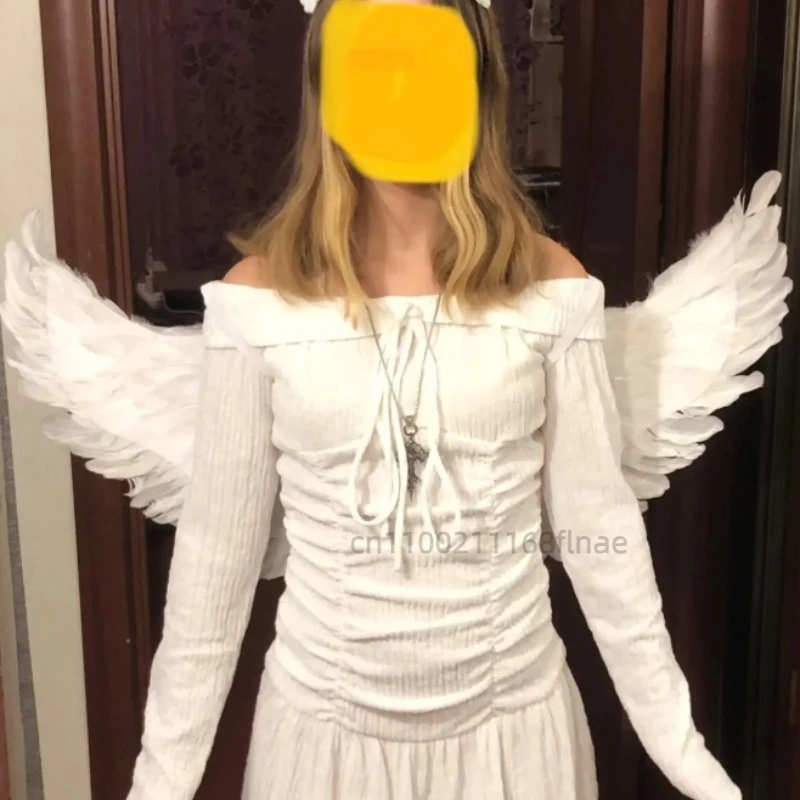 어린이 성인 천사 깃털 날개 댄스 공연 소품 흰색과 검은 색 날개 무대 공연 액세서리