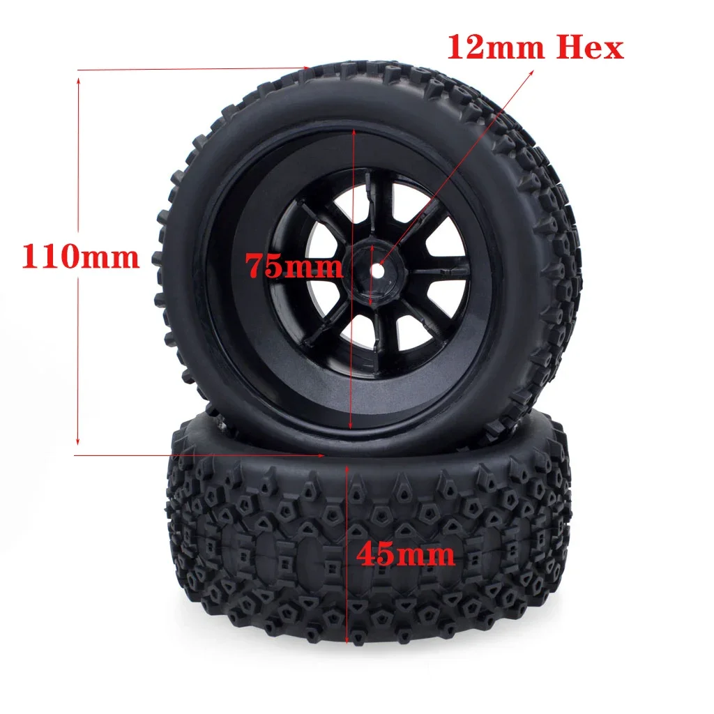 4PCS ZD Racing 110mm RC Tires 12mm Hex Hub Wheel Rubber Tyre for Traxxas Slash HPI VKAR Redcat 1/10 RC Car Short Course Truck