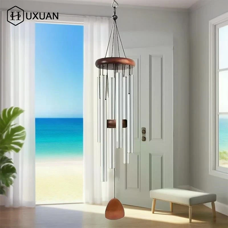 Classic 26 Inch Aluminum Pipe Wind Chimes With Wooden Hanging Tag Farmhouses Terraces Gardens Balcony Corridor Decoration