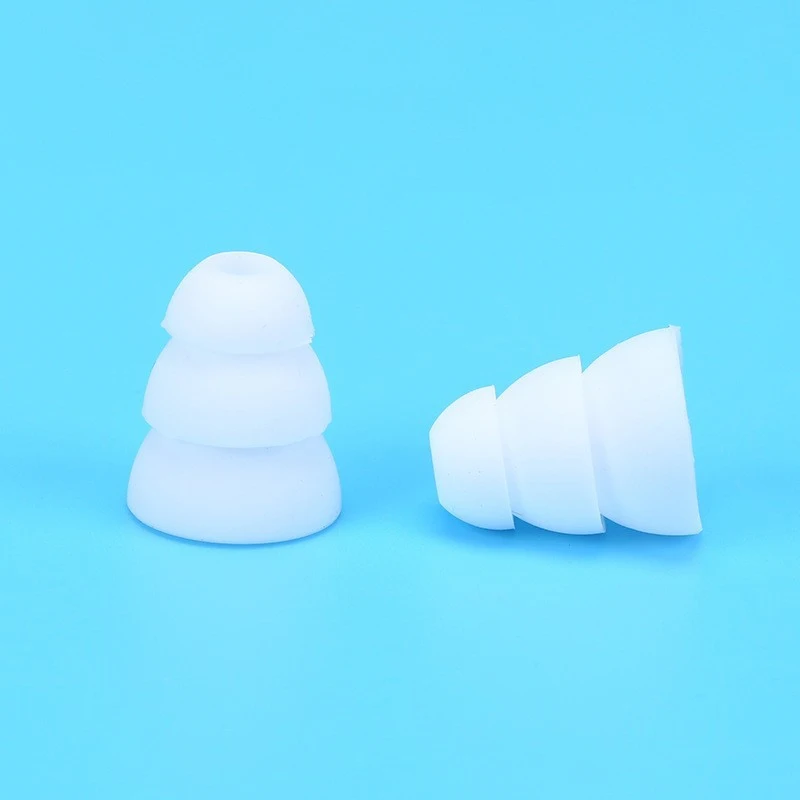 หูฟังซิลิโคนอะไหล่หูฟังสามชั้นแบบมีสายหูฟังชนิด In-Ear กันลื่นที่อุดหู S M L