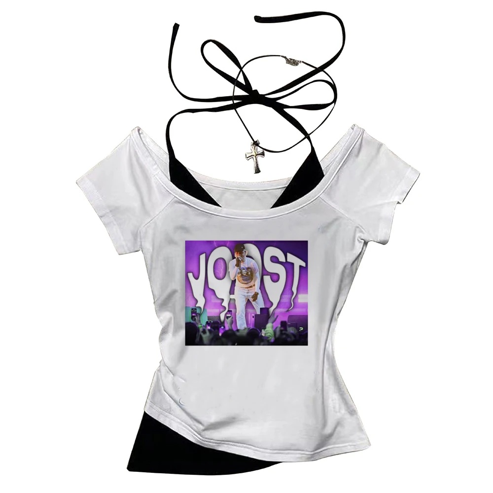 Joost Klein cropped top female 2000s gyaru gothic grunge streetwear top tees graphic vintage meme dollette anime