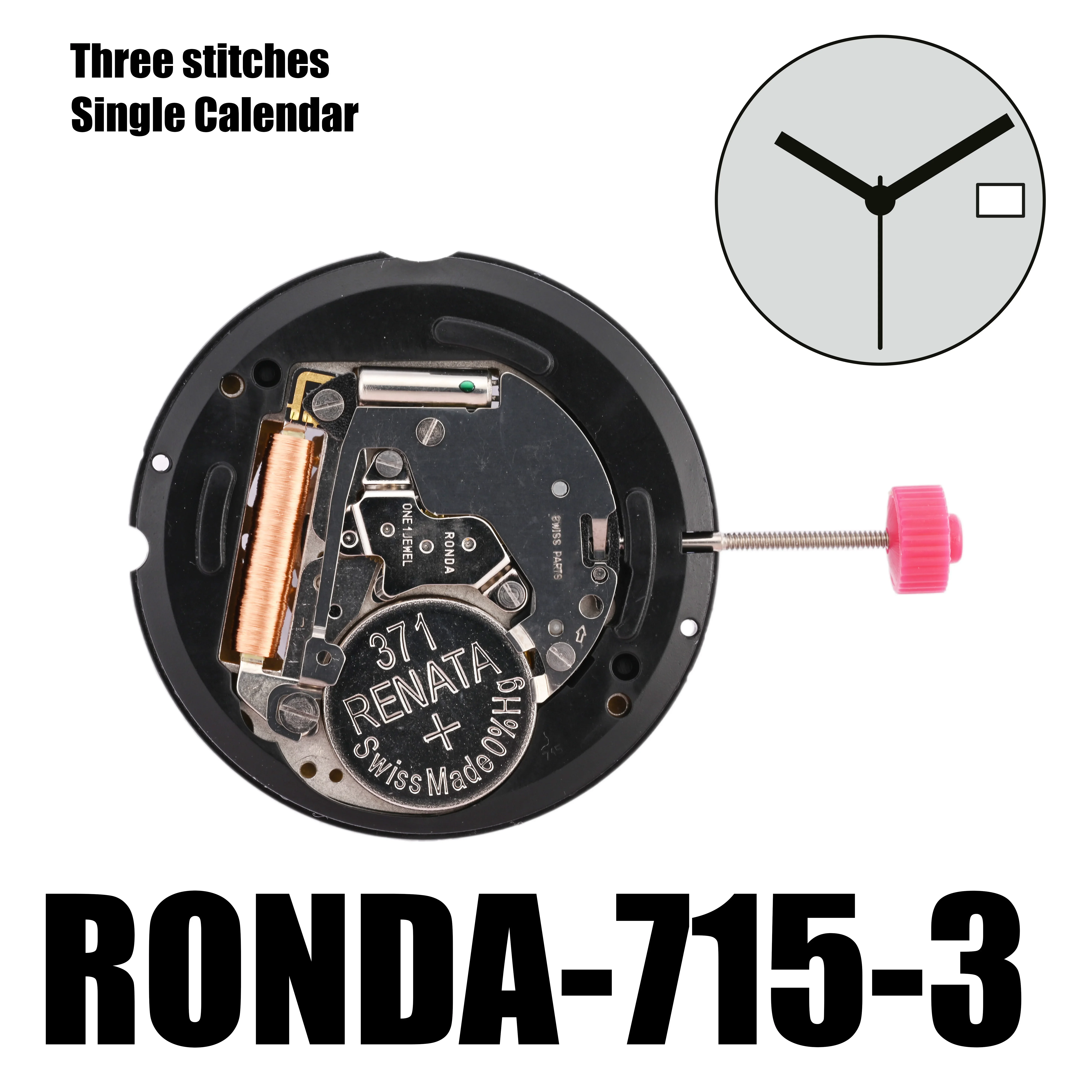 715 Movement Ronda 715-3 Movement Analog Quartz normtech – Kaliber 715 |  RONDA normtech 2.5mm 11½ Date, 3 hands